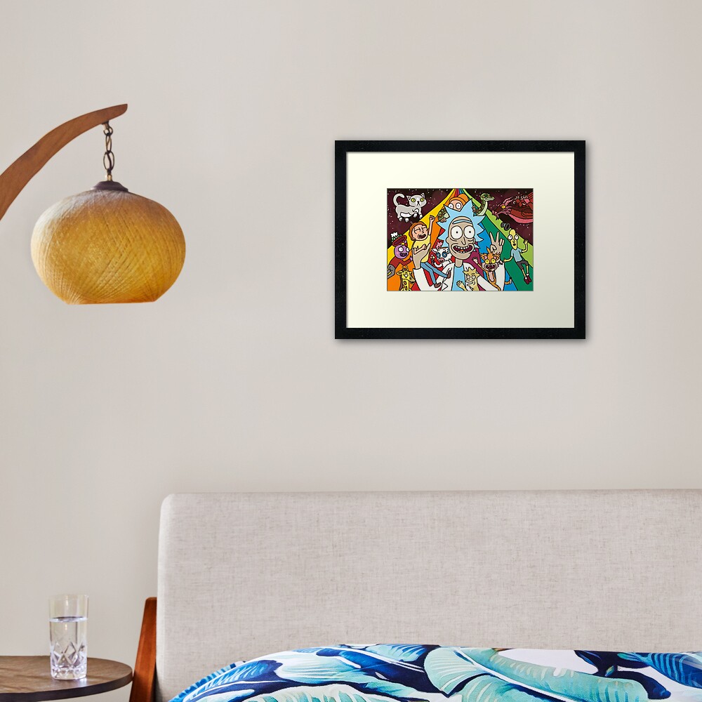 Rick and Morty Rainbow Road Framed Art Print
