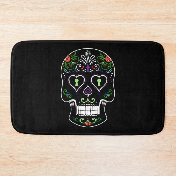 Mexican Calavera Skull Color - Day of the Dead Bath Mat