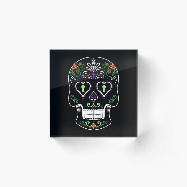 Mexican Calavera Skull Color - Day of the Dead Acrylic Block