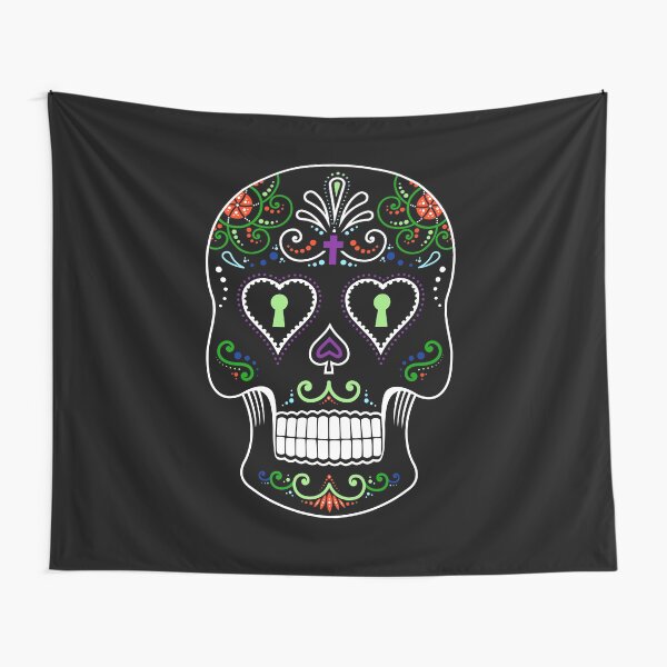 Mexican Calavera Skull Color - Day of the Dead Tapestry