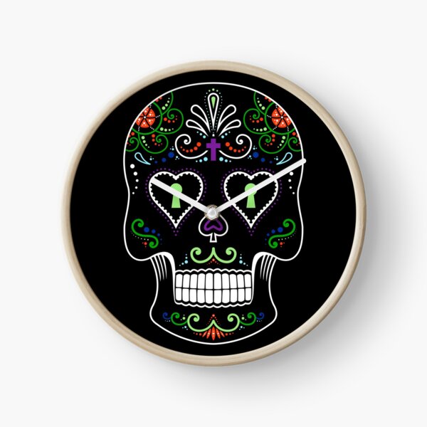 Mexican Calavera Skull Color - Day of the Dead Clock