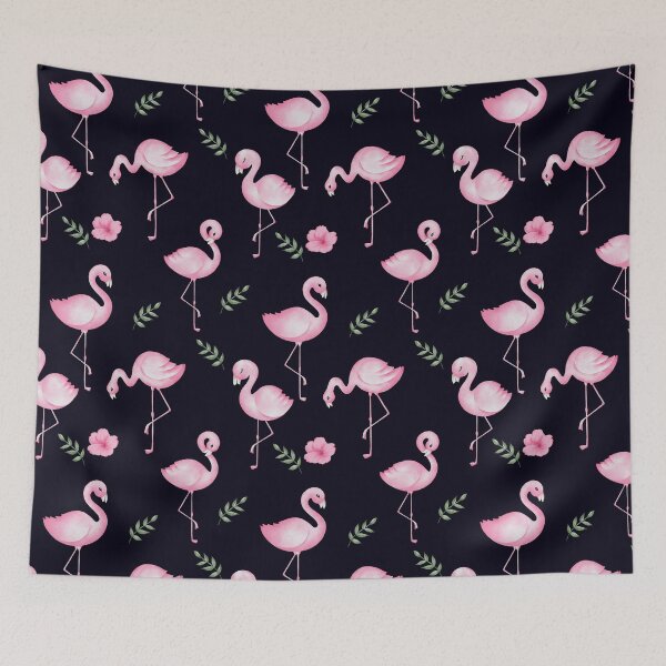 Item preview, Pink Watercolor Flamingos in Green Leaves designed and sold by madtoyman.