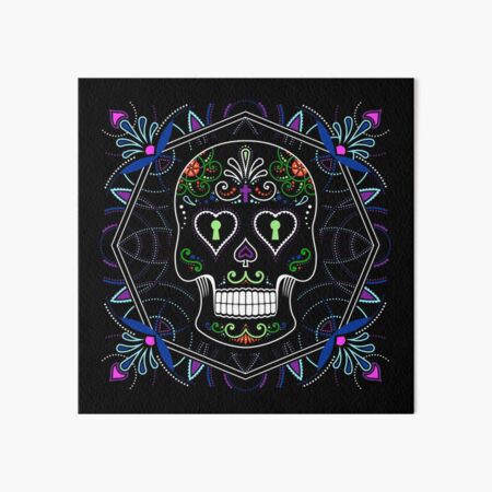 Mexican Calavera Skull Mandala - Day of the Dead Art Board Print