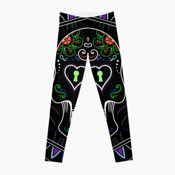 Mexican Calavera Skull Mandala - Day of the Dead Leggings