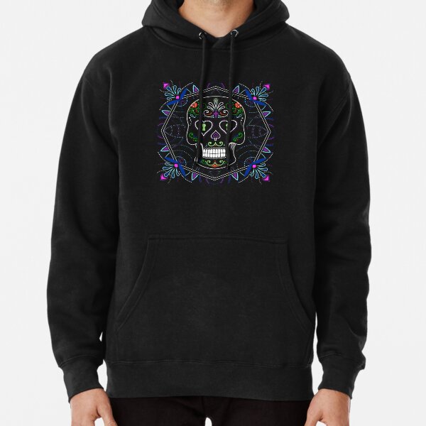 Mexican Calavera Skull Mandala - Day of the Dead Pullover Hoodie