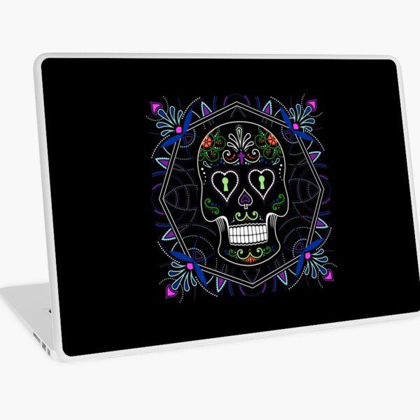 Mexican Calavera Skull Mandala - Day of the Dead Laptop Skin