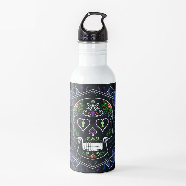 Mexican Calavera Skull Mandala - Day of the Dead Water Bottle