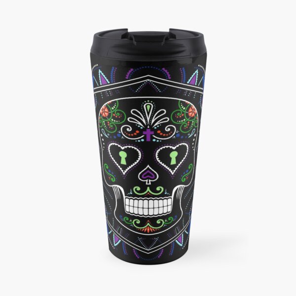 Mexican Calavera Skull Mandala - Day of the Dead Travel Coffee Mug