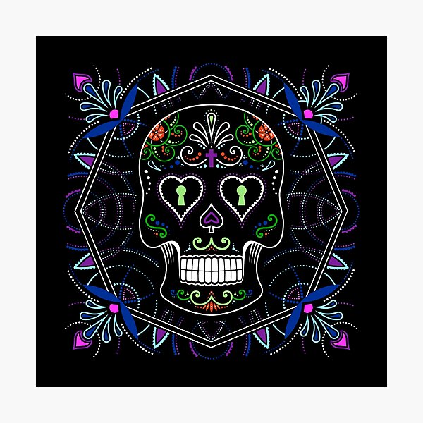 Mexican Calavera Skull Mandala - Day of the Dead Photographic Print
