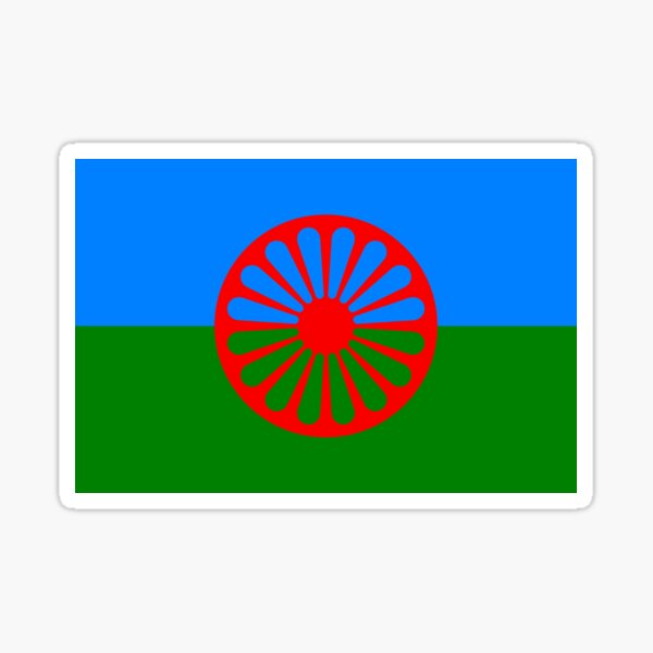 bandera romaní verde y azul Pegatina