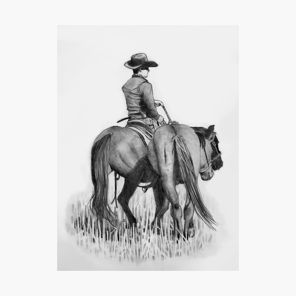 One single line drawing young horse rider man Vector Image