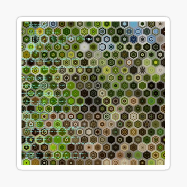 Green Hexagon Pattern with Lines of Code Geeky and Beautiful Data Sticker