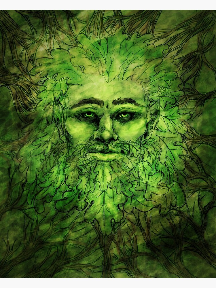 The Green Man Poster By Hjdeatonart Redbubble