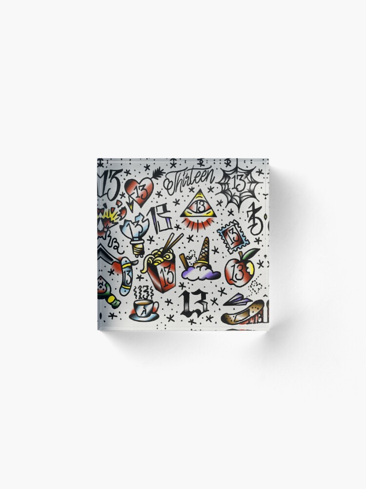 Lucky 13 tattoo designs Acrylic Block for Sale by Jamiee6610  Redbubble