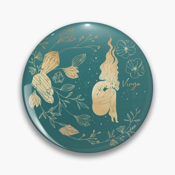 Item preview, Virgo woman floral wreath and crystals in the stars Astrological Sign - Teal  designed and sold by Breece.