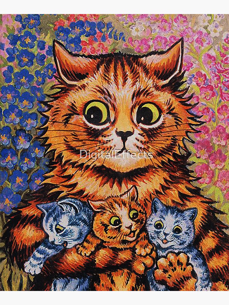 Louis Wain Early 1900 Victorian Cat Art Long Hair Orange 