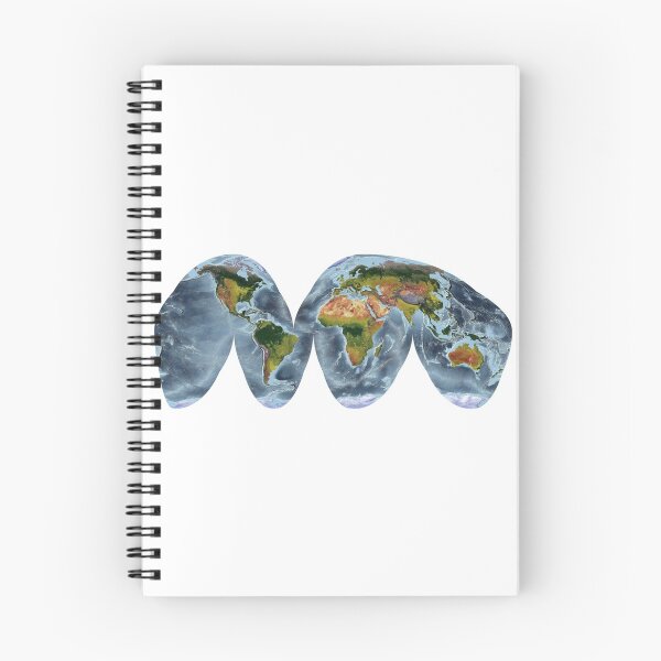 Item preview, Goode Homolosine Land - World Relief Map showing land and oceans designed and sold by ThinkAboutMaps.