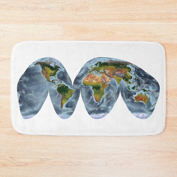 Item preview, Goode Homolosine Land - World Relief Map showing land and oceans designed and sold by ThinkAboutMaps.