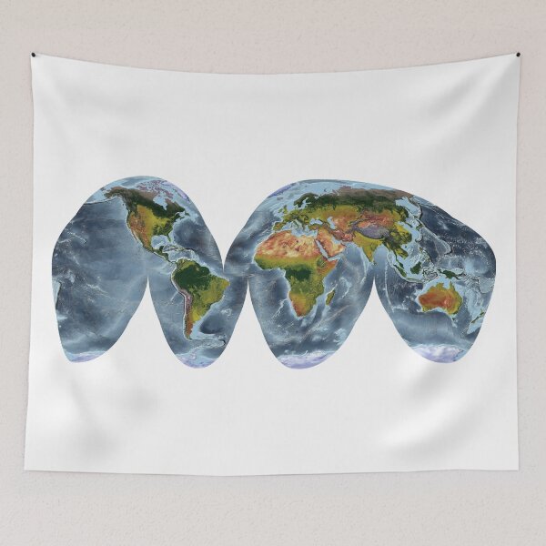 Item preview, Goode Homolosine Land - World Relief Map showing land and oceans designed and sold by ThinkAboutMaps.