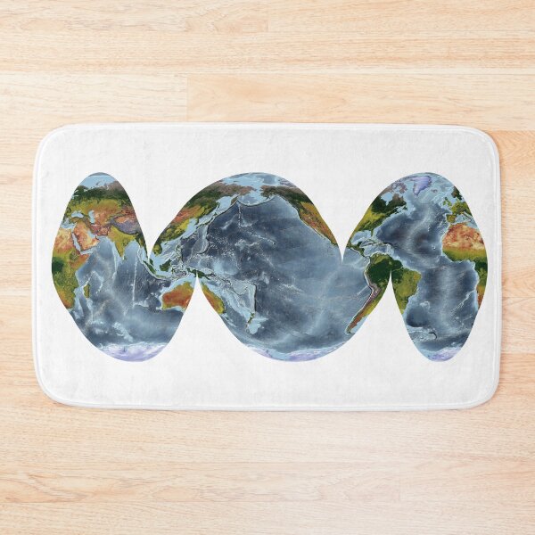 Item preview, Goode Homolosine Ocean - World Relief Map showing land and oceans designed and sold by ThinkAboutMaps.