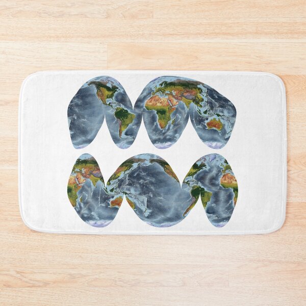 Item preview, Goode Homolosine Land and Ocean - World Relief Map showing land and oceans designed and sold by ThinkAboutMaps.