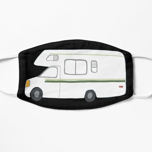 Retro RV Motorhome Camper - black background Mask