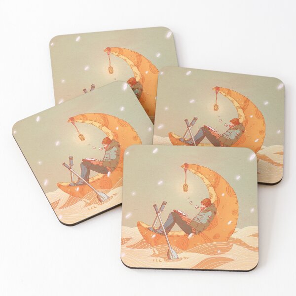 Item preview, Reading on a half moon boat as it snows in the ocean waves designed and sold by MindChirp.