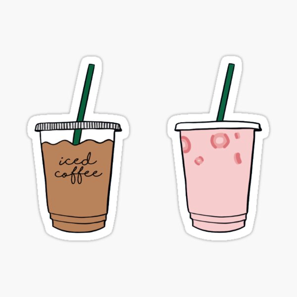 Cafe Drink Stickers Pink Drink, Iced Matcha Latte, Caramel Cloud