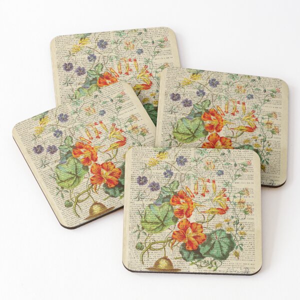 Item preview, Botanical print, on old book page - Nasturtium designed and sold by Art by Lilia.