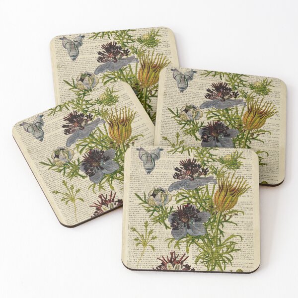 Item preview, Botanical print, on old book page - Blue Flower designed and sold by Art by Lilia.