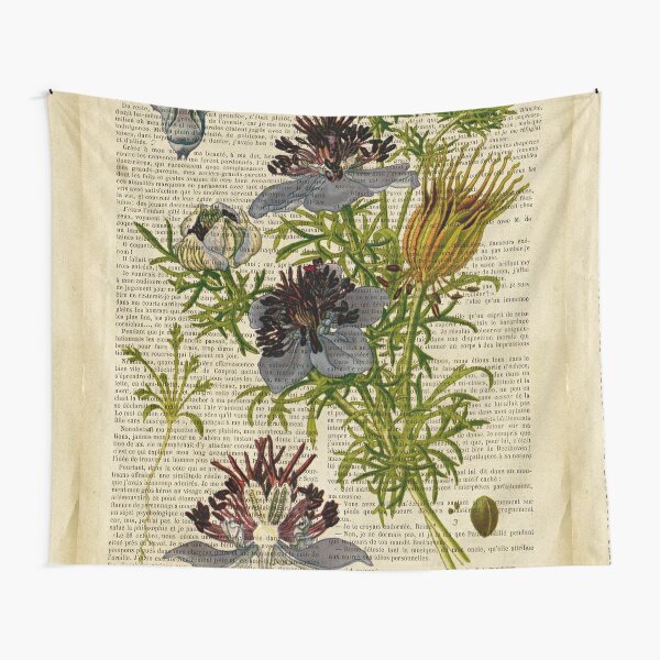 Botanical print, on old book page - Mandragora Tapestry for Sale by Art  Dream Studio