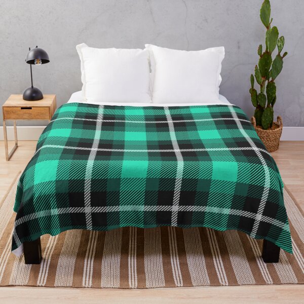 Item preview, Black Twill Plaid Tartan Turquoise Green designed and sold by GrumpyBoobsArt.