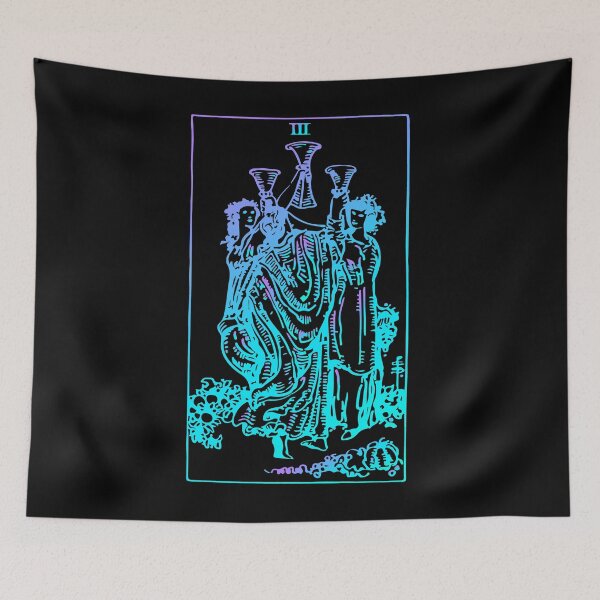 Item preview, 3 of Cups Tarot Card Rider Waite Witchy designed and sold by intothevoiddd.