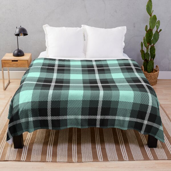 Item preview, Black Twill Plaid Tartan Mint Green designed and sold by GrumpyBoobsArt.