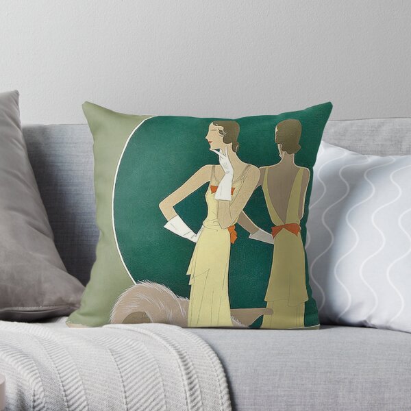 Art Deco Fashionable Lady Throw Pillow