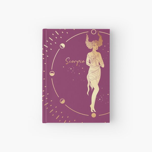 Scorpio Woman caring for a Crab with love in the night sky with stars - Pink Hardcover Journal