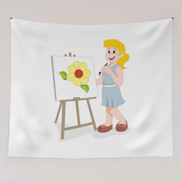 Item preview, Illustration depicts a girl painting on a fabric with watercolor designed and sold by LucianoCosmo.