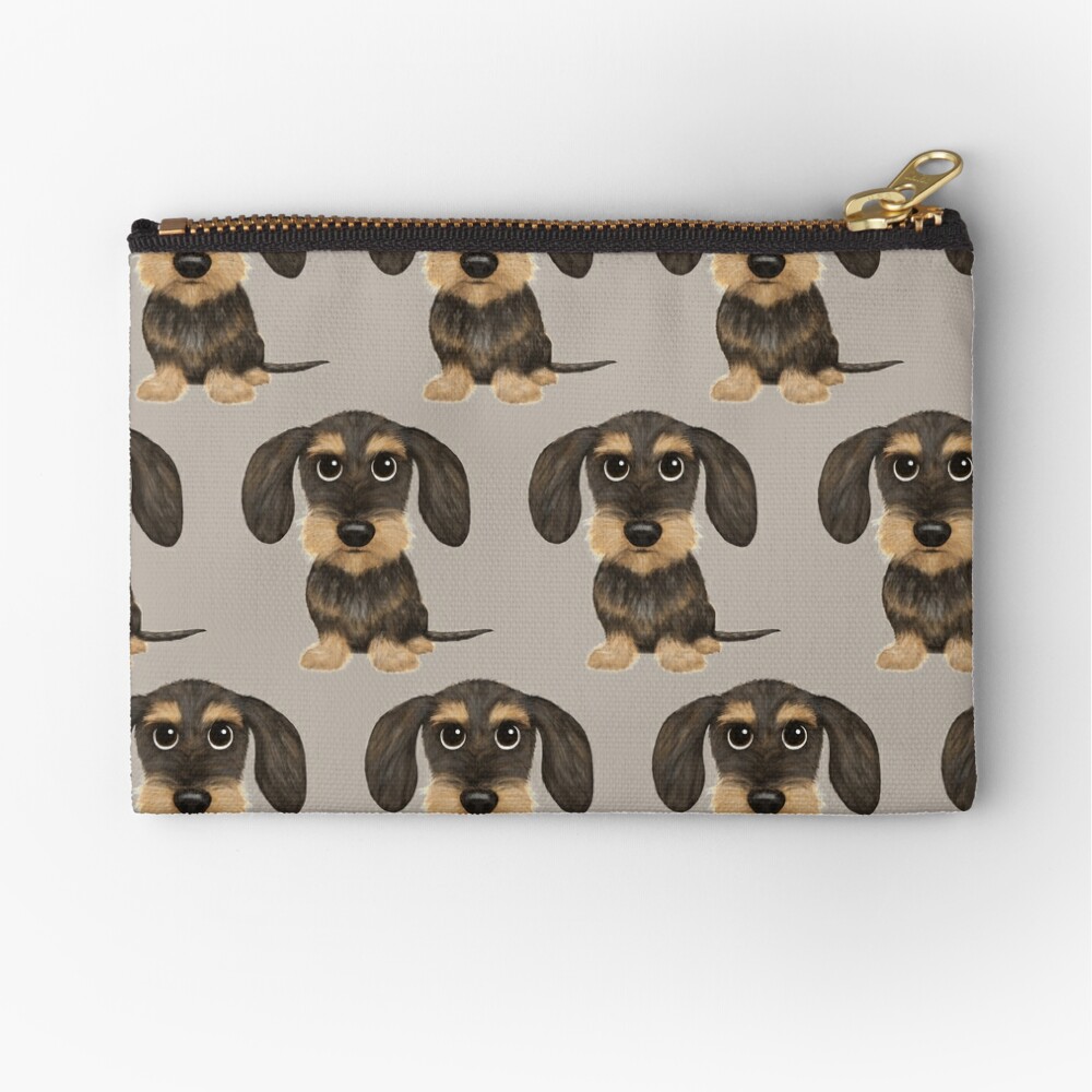 Wirehaired Dachshund | Cute Wire Haired Wiener Dog | Wild Boar and Tan Teckel Zipper Pouch