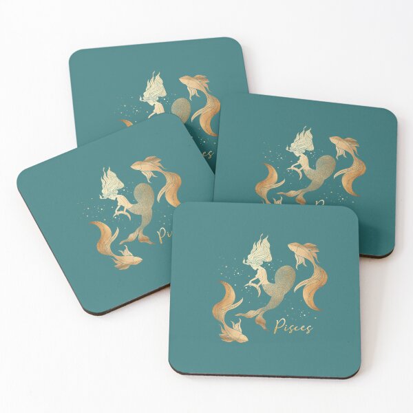 Item preview, Pisces Woman Swimming Between Two Fish in the night sky with stars - Teal designed and sold by Breece.