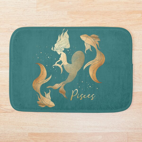 Item preview, Piscis mujer nadando entre dos peces en el cielo nocturno con estrellas - verde azulado designed and sold by Breece.