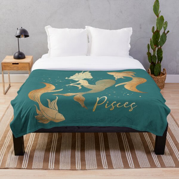 Item preview, Pisces Woman Swimming Between Two Fish in the night sky with stars - Teal designed and sold by Breece.