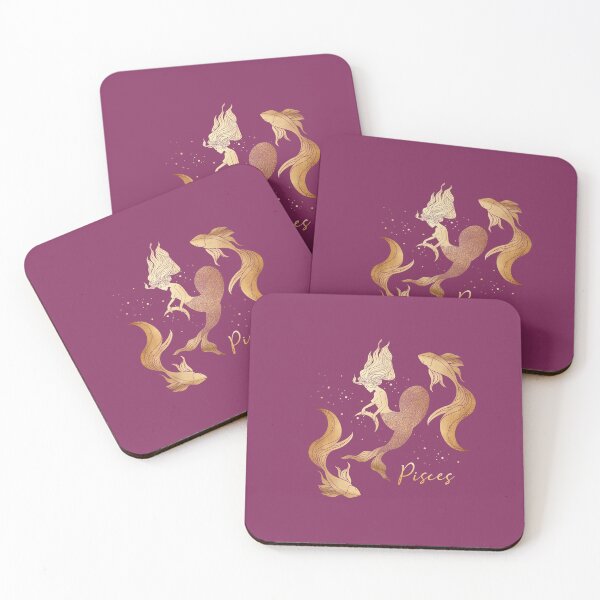 Item preview, Pisces Woman Swimming Between Two Fish in the night sky with stars - Pink designed and sold by Breece.