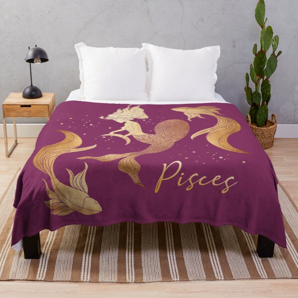 Item preview, Pisces Woman Swimming Between Two Fish in the night sky with stars - Pink designed and sold by Breece.
