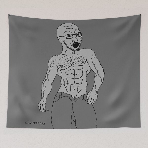 Item preview, GigaChad SoyBoy Wojak designed and sold by shitpostanon.