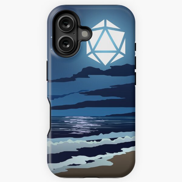 Vista previa del artículo con la obra «Playa Luna llena D20 Dados RPG Noche Juego de rol Paisajes», diseñado y vendido por pixeptional.