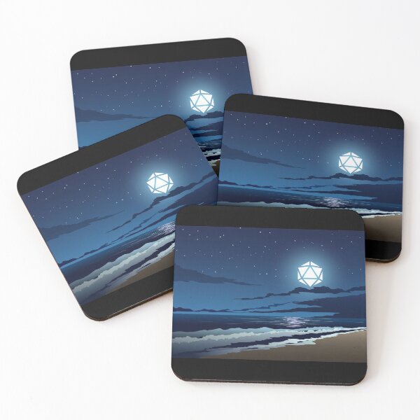Item preview, Beach Full Moon D20 Dice RPG Night Roleplaying Landscapes designed and sold by pixeptional.