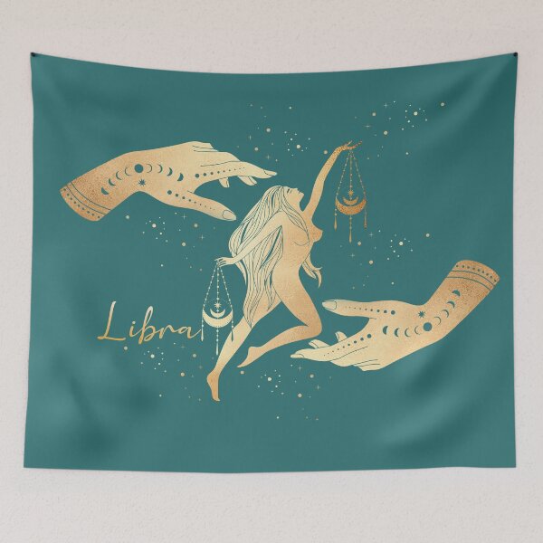 Item preview, Libra Woman Balancing Life Tarot Hands Astrology in the Stars - Teal designed and sold by Breece.
