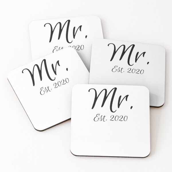 Artikelvorschau, Cute Calligraphy Mr. Est. 2020 Matching Bride & Groom Gifts entworfen und verkauft von TNDesignStudio.