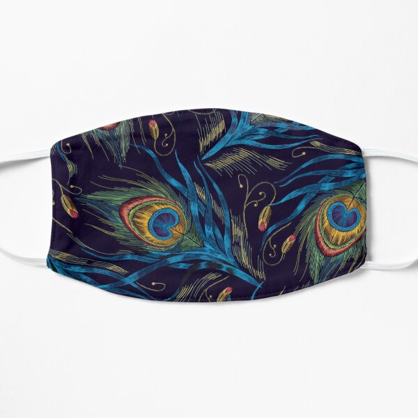Peacock feathers pattern colorful feathers texture Flat Mask