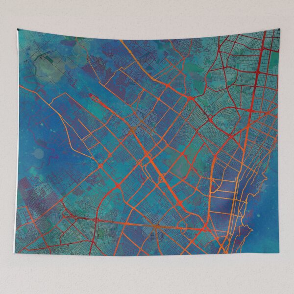 Item preview, Bogota Colombia Street Map Art Watercolor Apocalyptic Blue designed and sold by IvonDesign.